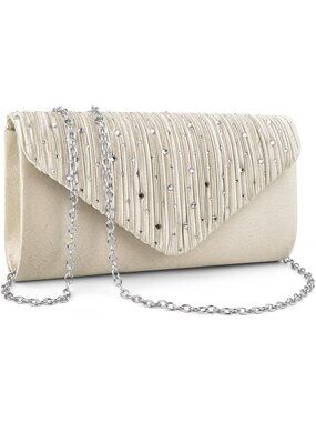 〽️Women's Apricot Evening Envelope Formal Clutch Purse Crossbody Shoulder Bags